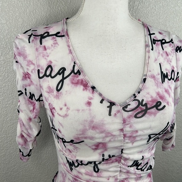 Love J 90s Y2K Sheer Pink & Black Peace Love Top Size Small New with tags! - Picture 2 of 6